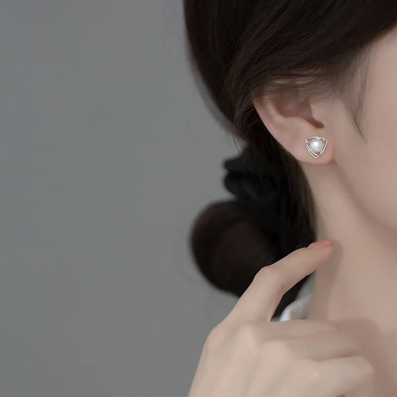 Ethereal Lines Baroque Pearl Earrings