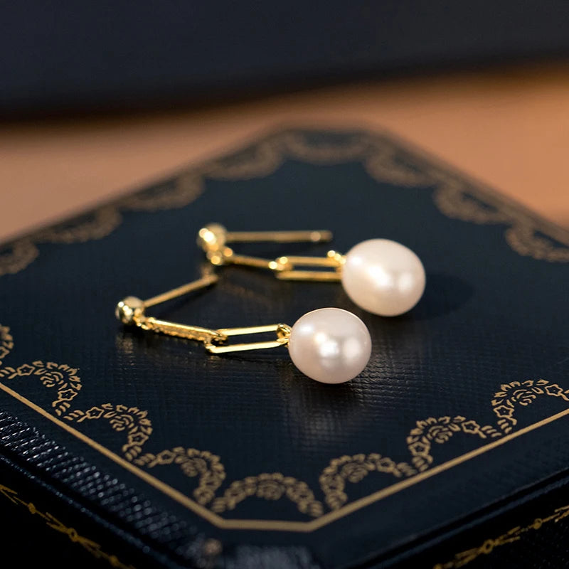 Eternal Edge Pearl Drop Earrings