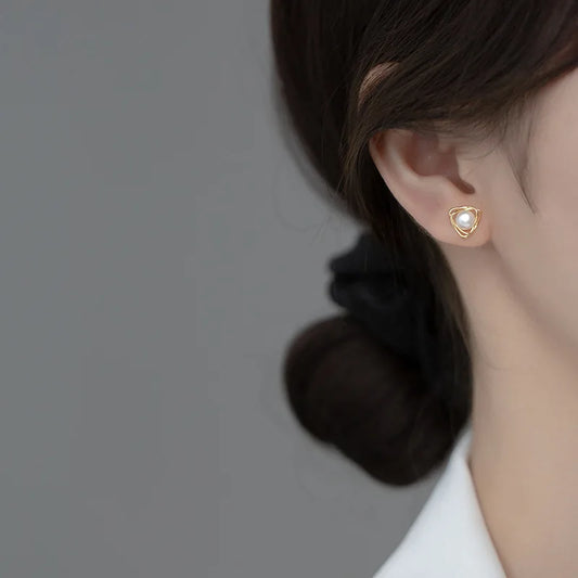 Ethereal Lines Baroque Pearl Earrings