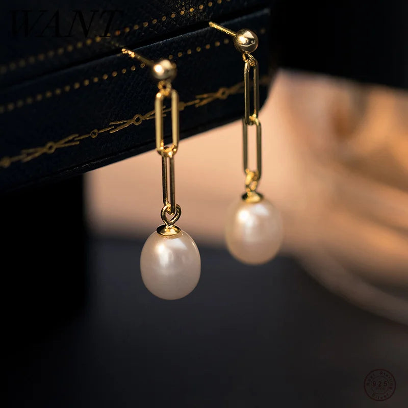 Eternal Edge Pearl Drop Earrings