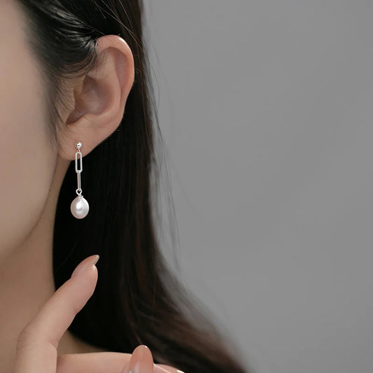 Eternal Edge Pearl Drop Earrings
