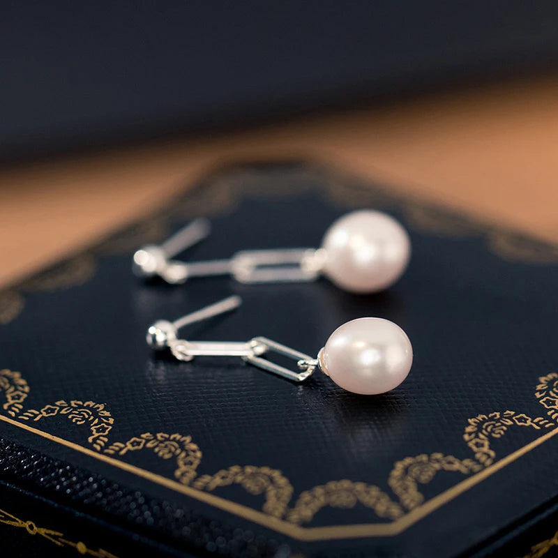 Eternal Edge Pearl Drop Earrings